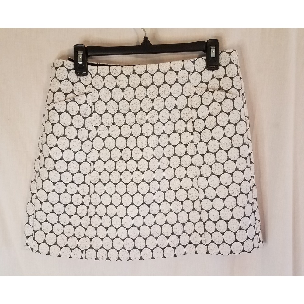 J.Crew Straight & Pencil Skirt Women's 12 Gray White Polka Dot Jacquard Back Zip